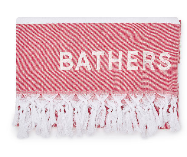 bathers 100% turkish cotton towels red